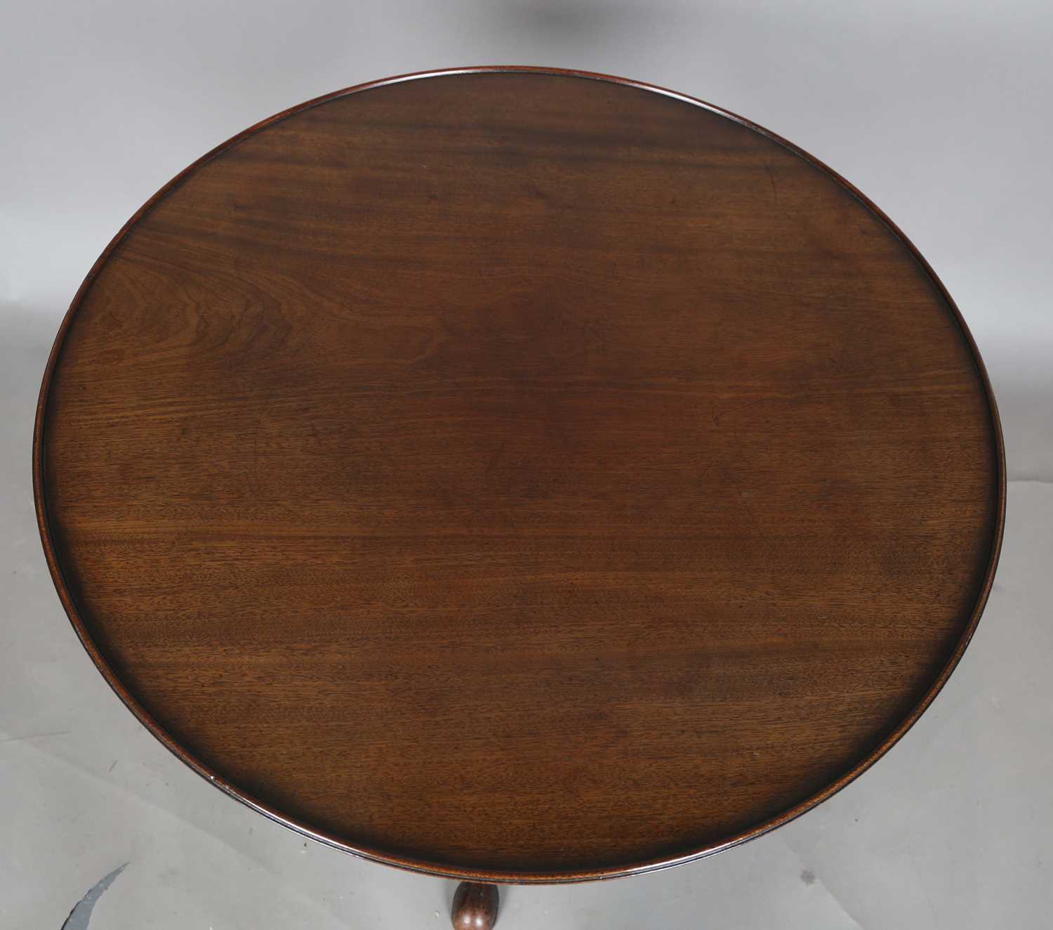 An early George III mahogany circular tip-top supper table with a birdcage mount and turned stem, - Image 2 of 7