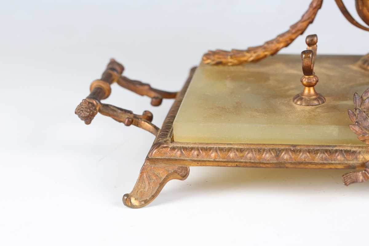 An early 20th century onyx and gilt metal inkstand of Neoclassical design, width 33cm, together with - Image 5 of 18