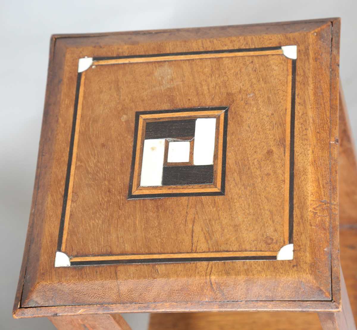 A pair of early 20th century Arts and Crafts walnut two-tier occasional tables, both stamped ' - Image 6 of 11