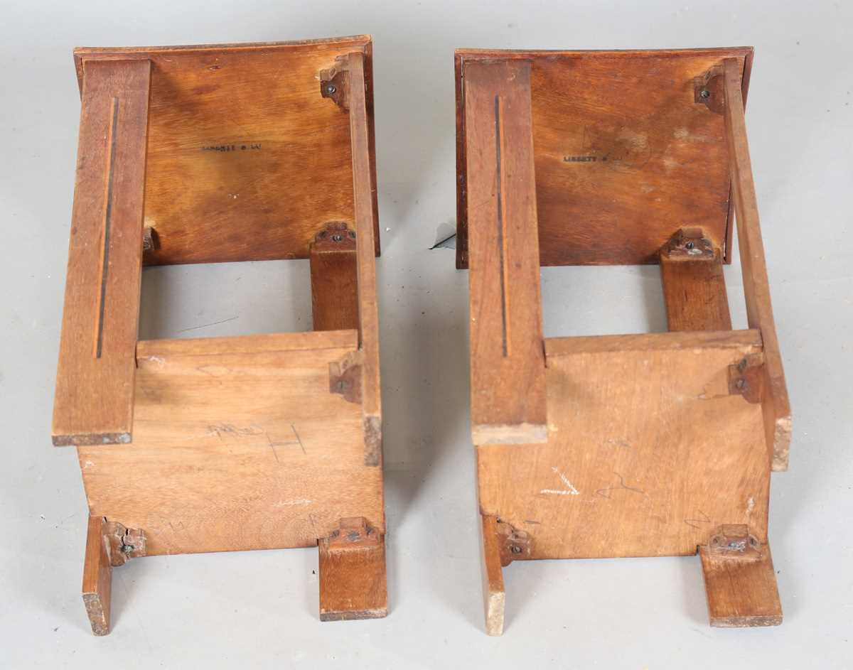 A pair of early 20th century Arts and Crafts walnut two-tier occasional tables, both stamped ' - Image 10 of 11