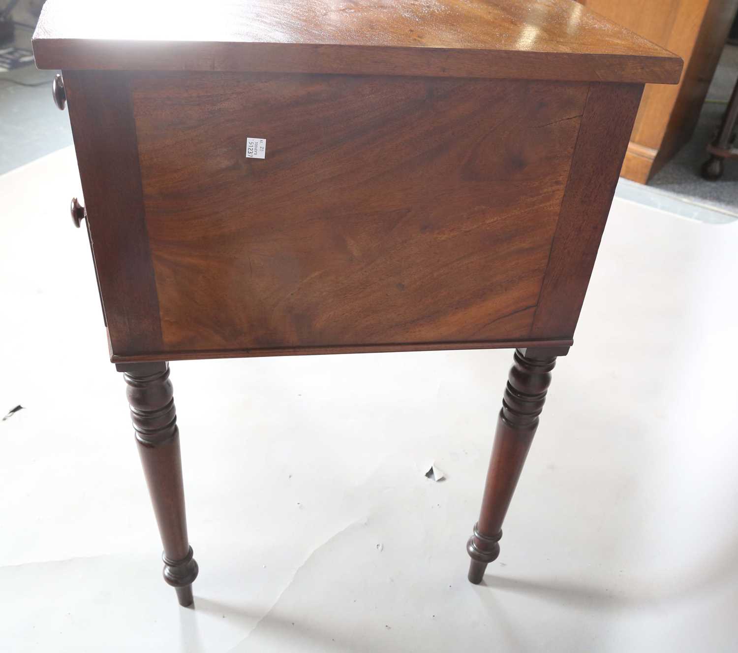 An early Victorian mahogany bowfront kneehole dressing table, fitted with three frieze drawers, - Image 7 of 7