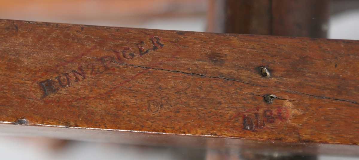 A late 19th century American Arts and Crafts walnut framed side chair by George Hunzinger, the - Image 12 of 12