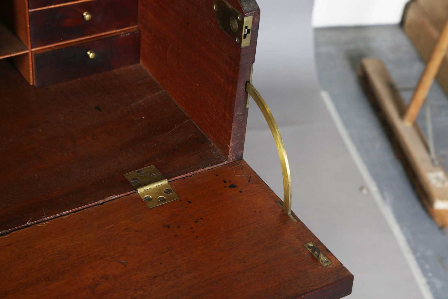 A good George III figured mahogany narrow secrétaire bookcase cabinet, the glazed top above a - Image 5 of 12