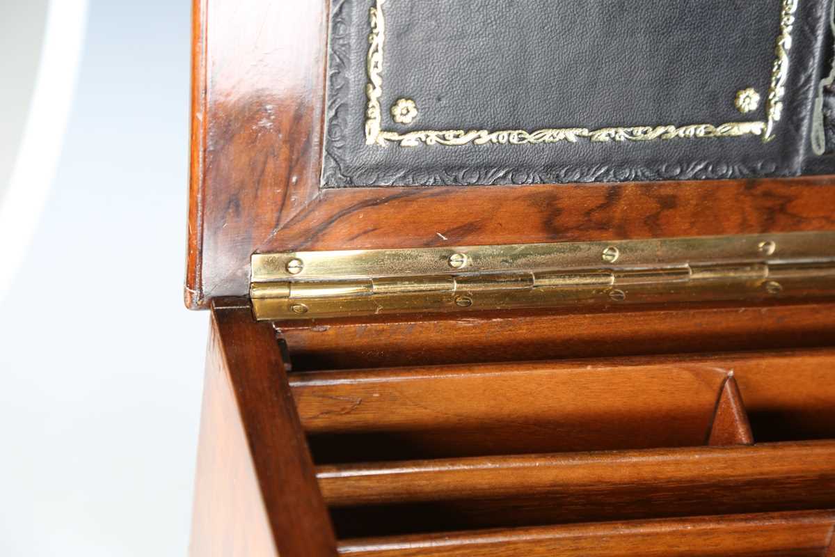 A Victorian burr walnut stationery cabinet writing box by Parkins & Gotto of London, the hinged - Image 5 of 16