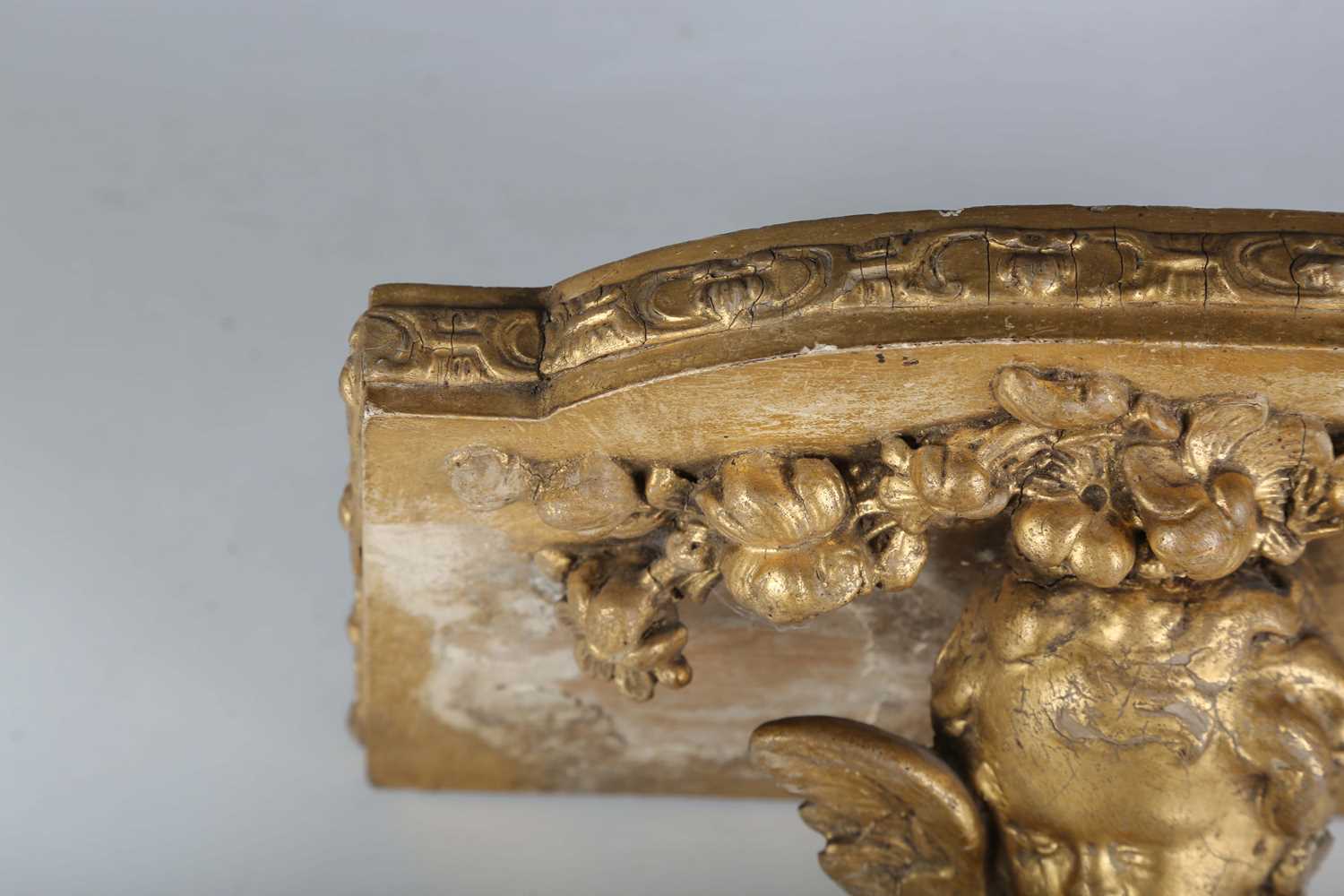 A late 19th century composition wall bracket with a triple cherub mask support, height 23cm, width - Image 2 of 10