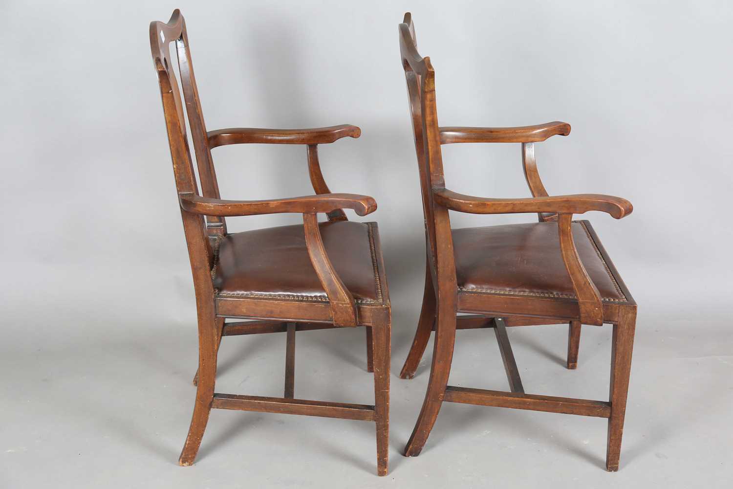 A set of eight Edwardian mahogany pierced splat back dining chairs, the backs inlaid with scallop - Image 9 of 32