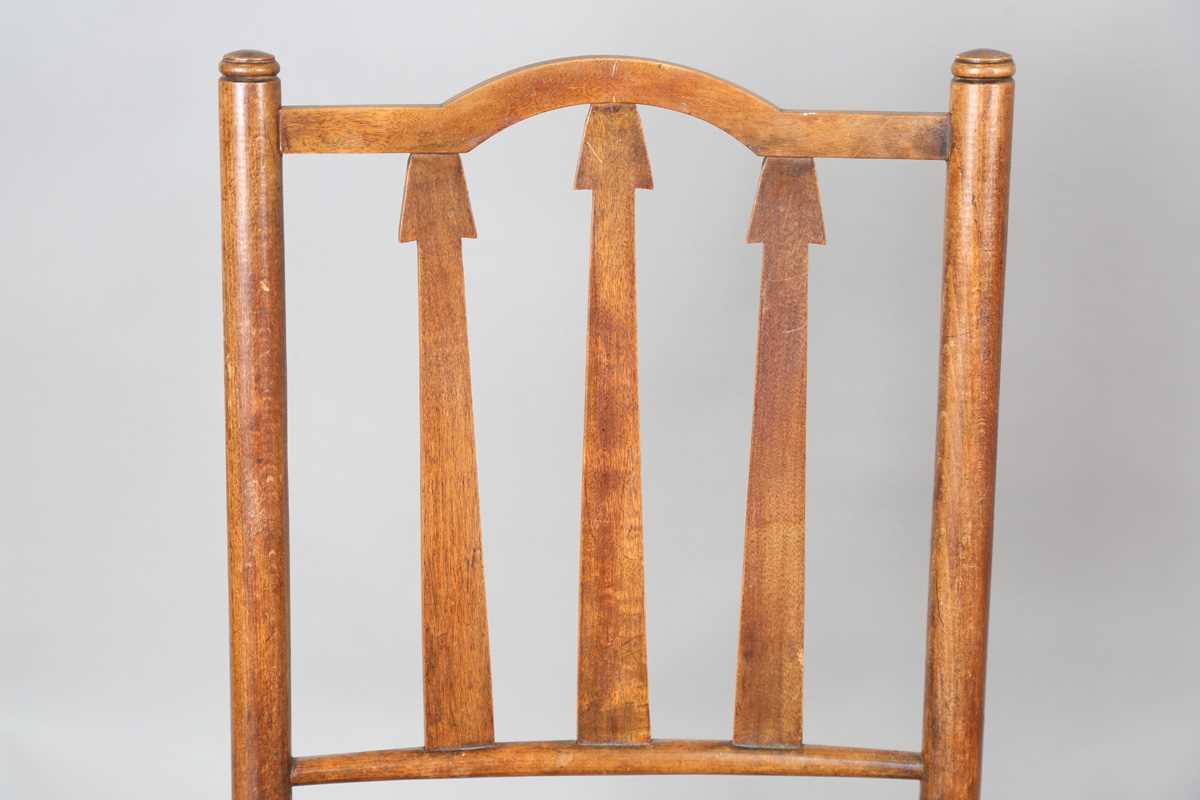 A late 19th century Arts and Crafts Sussex style walnut framed armchair, height 87cm, width 49cm, - Image 6 of 15