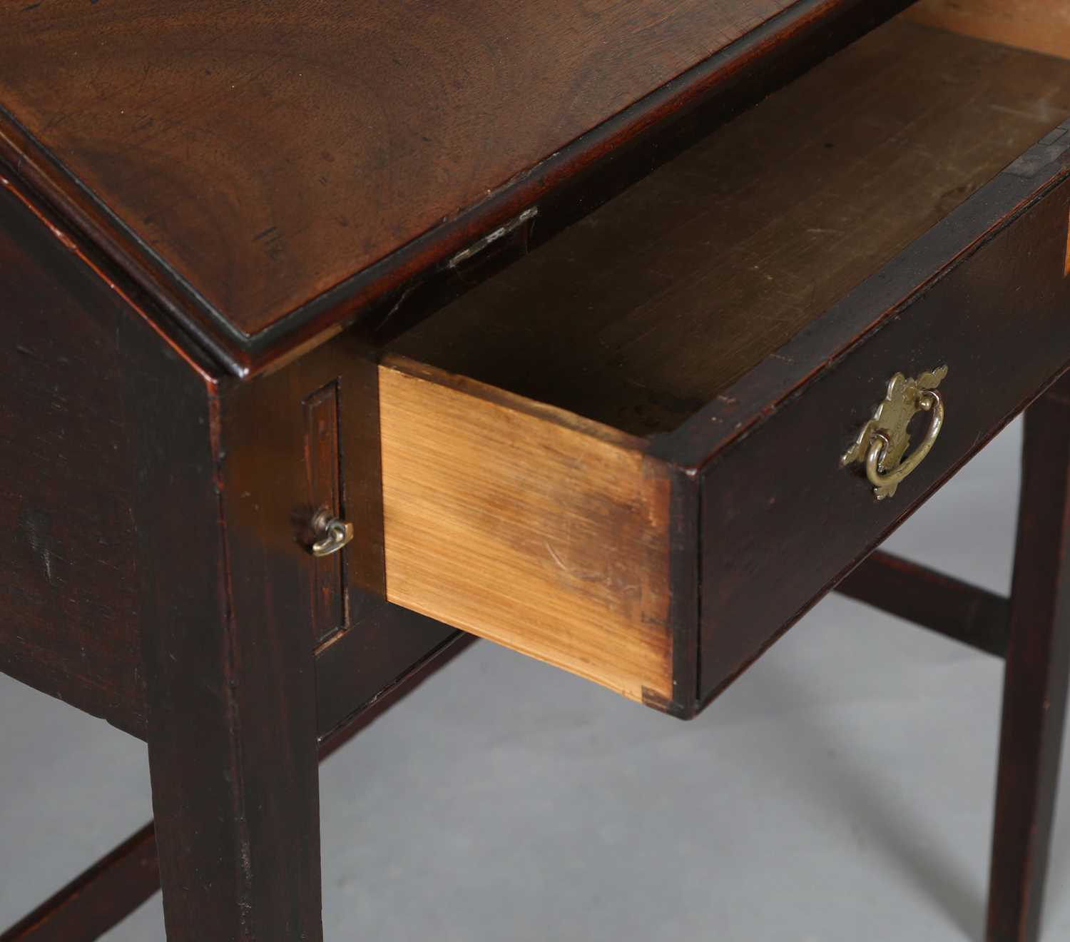 A George III mahogany clerk's desk, the fall front enclosing a fitted interior, height 95cm, width - Image 6 of 10