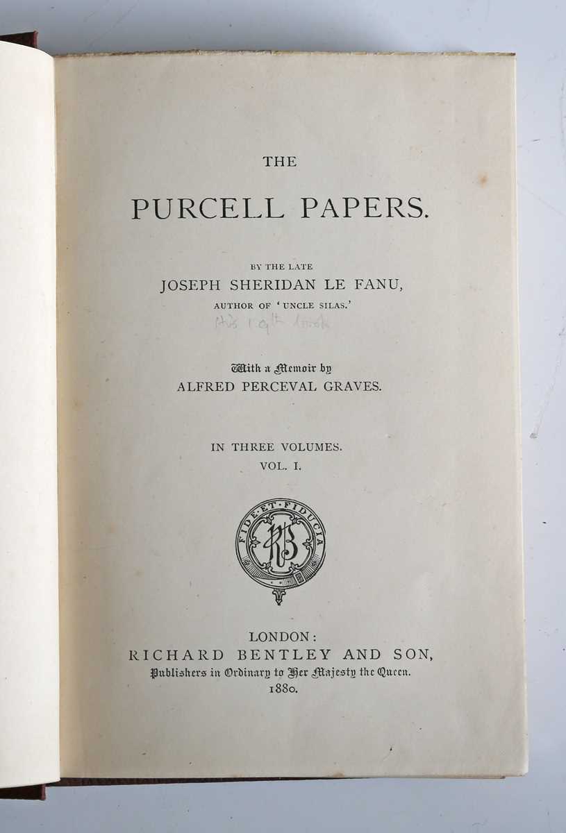 LE FANU, Joseph Sheridan. The Purcell Papers… with a Memoir by Alfred Percival Graves. London: - Image 2 of 2