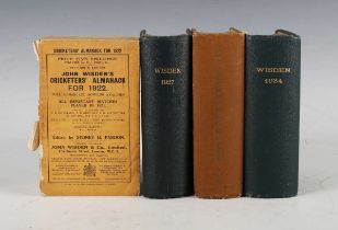WISDEN, John (publisher). Cricketers’ Almanack. London: John Wisden and Co., 1922-1934. 4 vols., 8vo