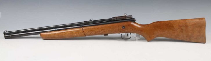 A mid-20th century .22 air rifle by Crosman, Fairport, NY, USA, detailed '140', with push-button