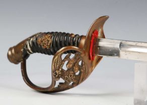 An 1889 pattern Prussian infantry officer's sword with single-edged fullered blade, blade length