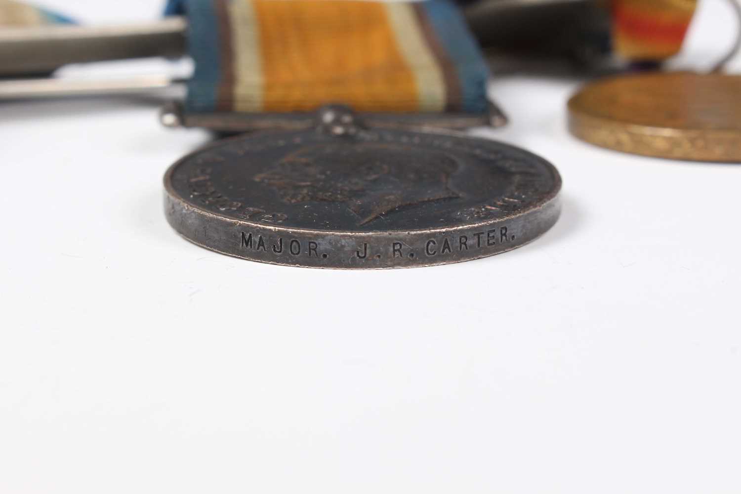 A group of four First World War period medals, comprising OBE, military issue, London 1929, 1914- - Image 7 of 9