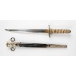 A Second World War period Japanese naval officer's dagger with straight single-edged blade, blade