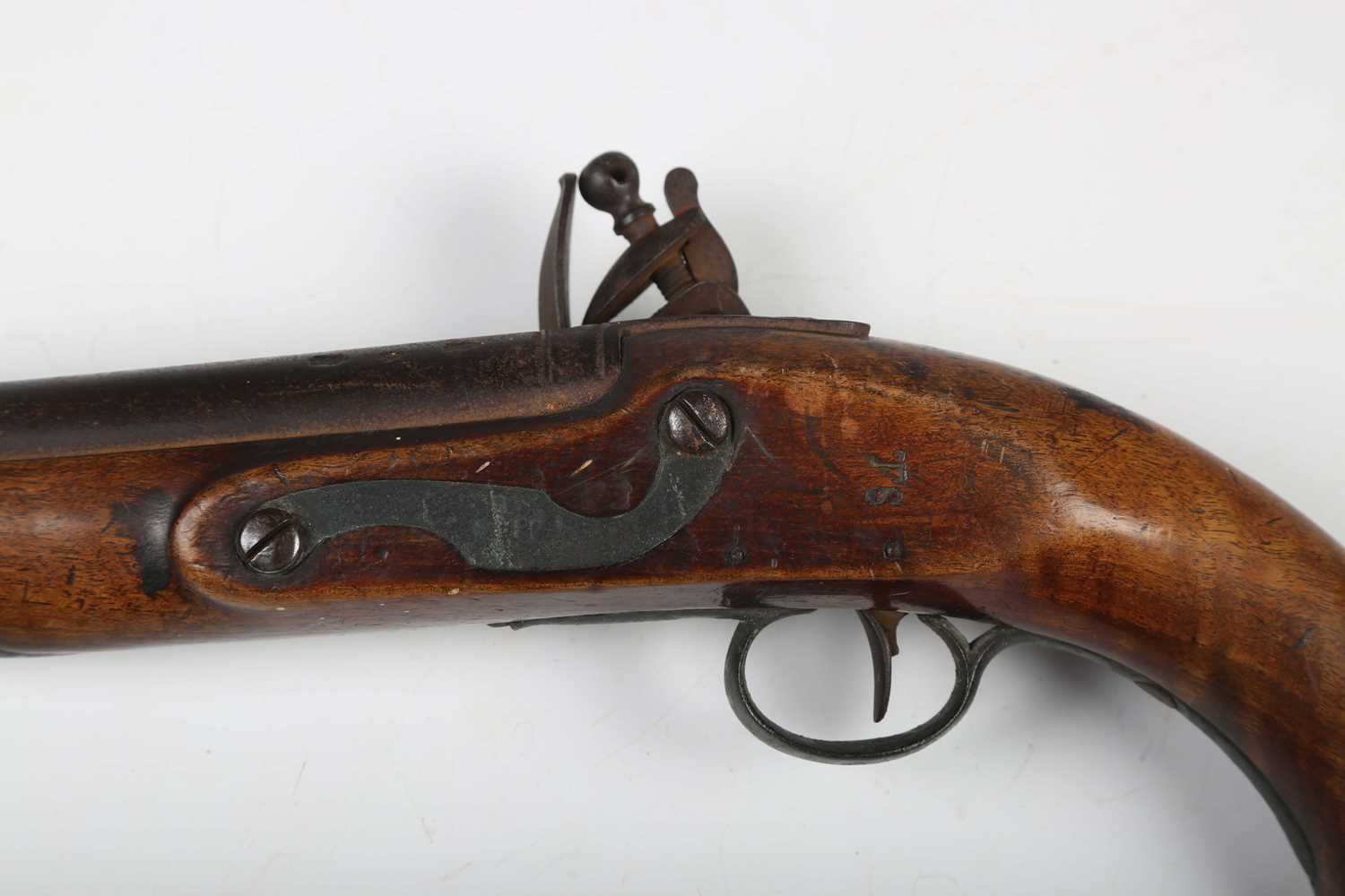 A George III officer's flintlock pistol by E. [Ezekiel] Baker, with round barrel, barrel length - Image 4 of 9
