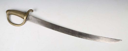 A 19th century French M1816 briquet sabre with curved single-edged blade, blade length 58.5cm, the