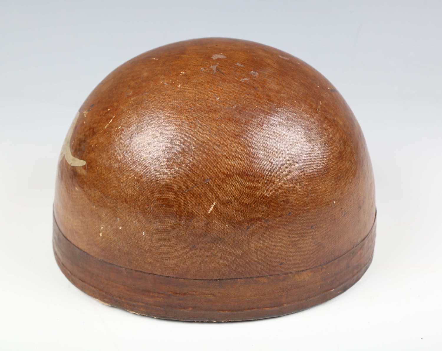A rare Second World War period despatch rider's helmet, probably Australian, with fabric-covered - Image 2 of 5