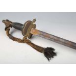 A George III period 1796 pattern officer's dress sword with straight single-edged blade, blade