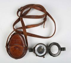 A First World War period compass by Stanley, London, the case personalized to 'W.H. Brown R.E.',