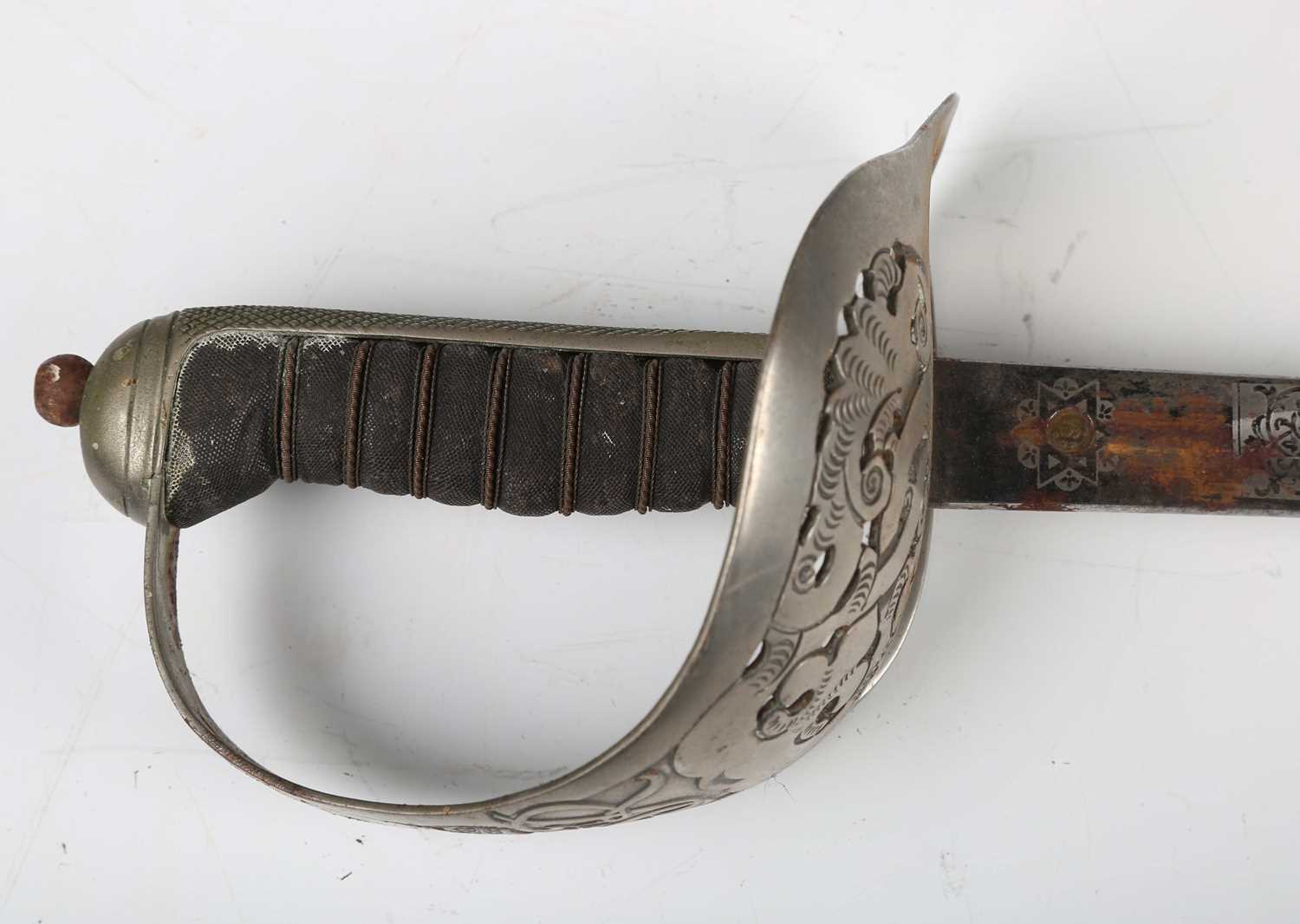 A Royal Navy 1827 pattern officer's dress sword with single-edged quill-point blade, blade length - Image 12 of 22