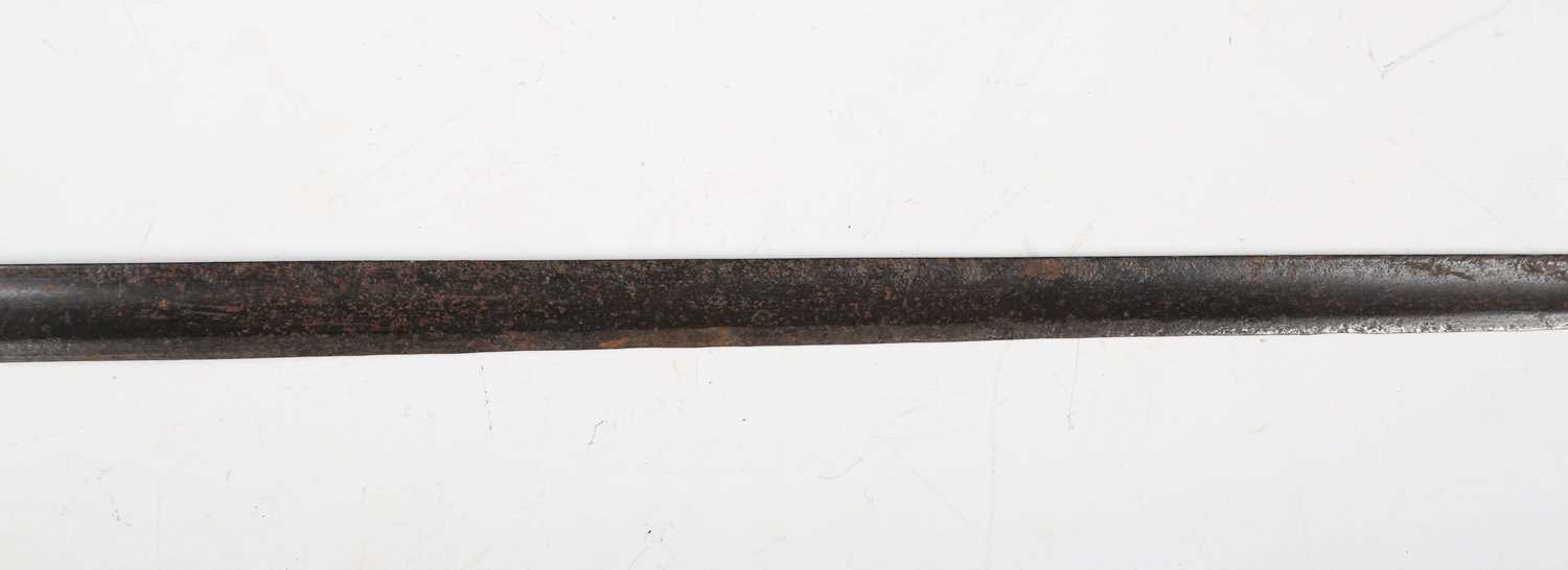 A George III period dress sword with single-edged blade, blade length 81cm, engraved with coat of - Image 5 of 19