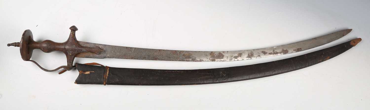 A George III period dress sword with single-edged blade, blade length 81cm, engraved with coat of - Image 8 of 19