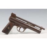 A Webley & Scott Mark I .177 air pistol, number '2544', with wood plate grips (safety lacking).