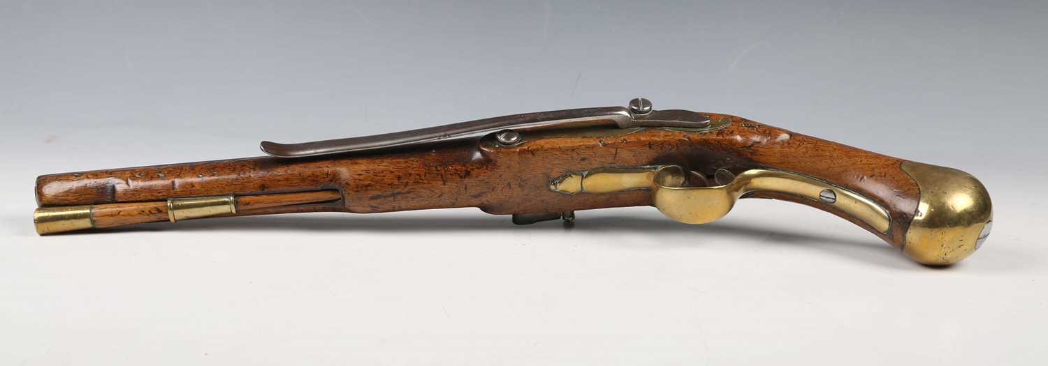 A George III British military sea service flintlock pistol with round barrel, barrel length 30. - Image 13 of 16