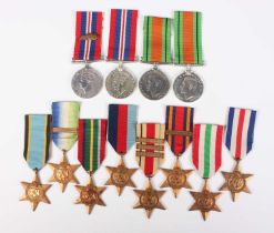 Twelve Second World War period stars and medals, including Air Crew Europe Star, Pacific Star,