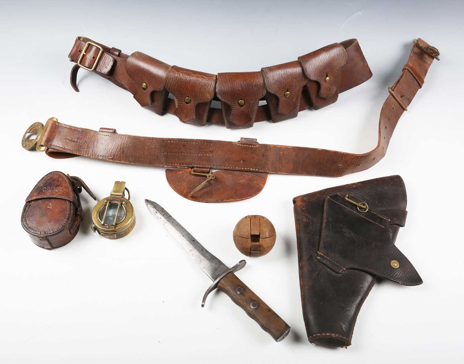 A small group of First World War period and later military items, including a German trench knife