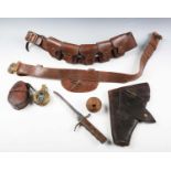 A small group of First World War period and later military items, including a German trench knife