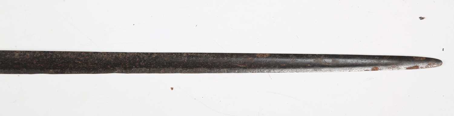 A George III period dress sword with single-edged blade, blade length 81cm, engraved with coat of - Image 6 of 19