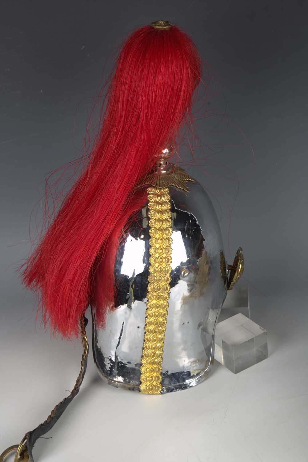 Two mid-20th century Household Cavalry and other Albert pattern parade helmets with applied - Image 8 of 9