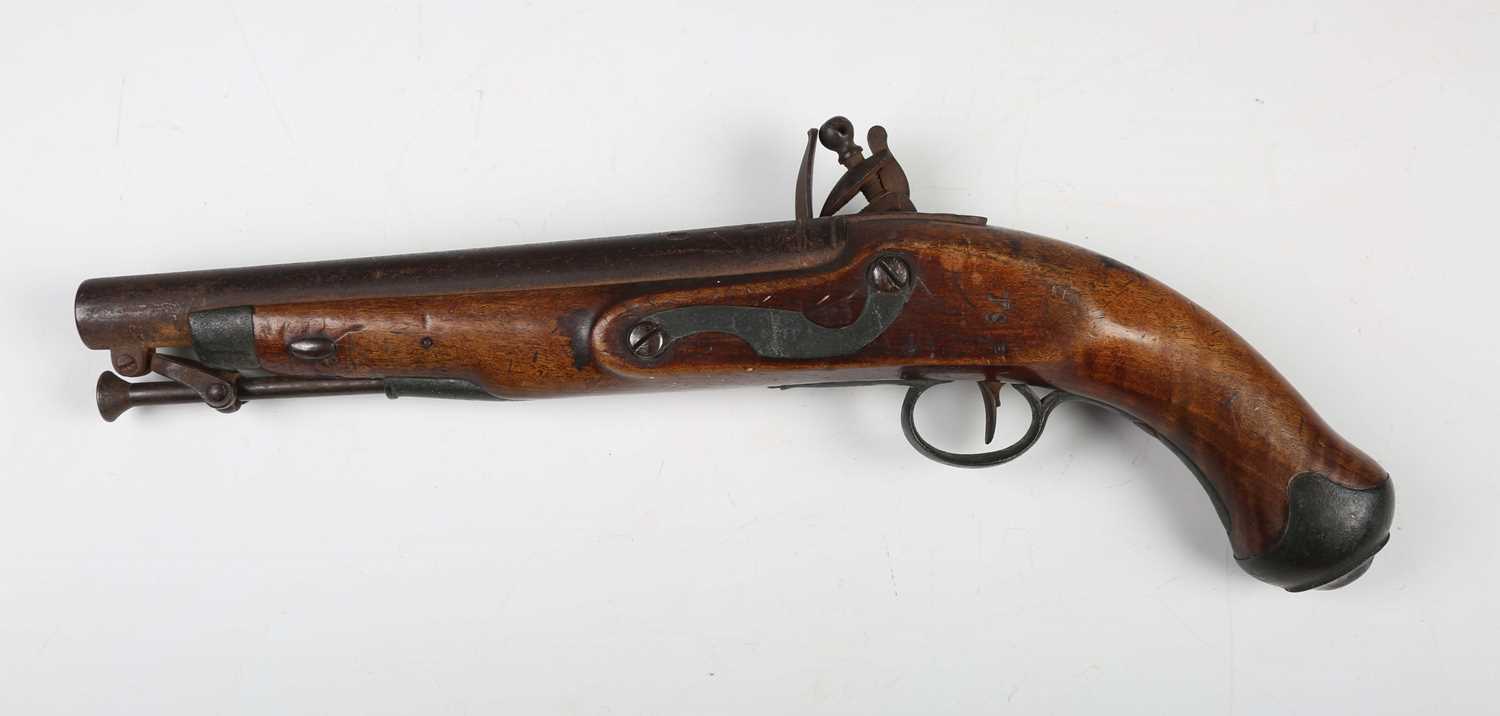 A George III officer's flintlock pistol by E. [Ezekiel] Baker, with round barrel, barrel length - Image 3 of 9