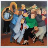 Beryl Cook – ‘Jiving to Jazz’, 20th century colour print, signed and editioned 147/650 in pencil