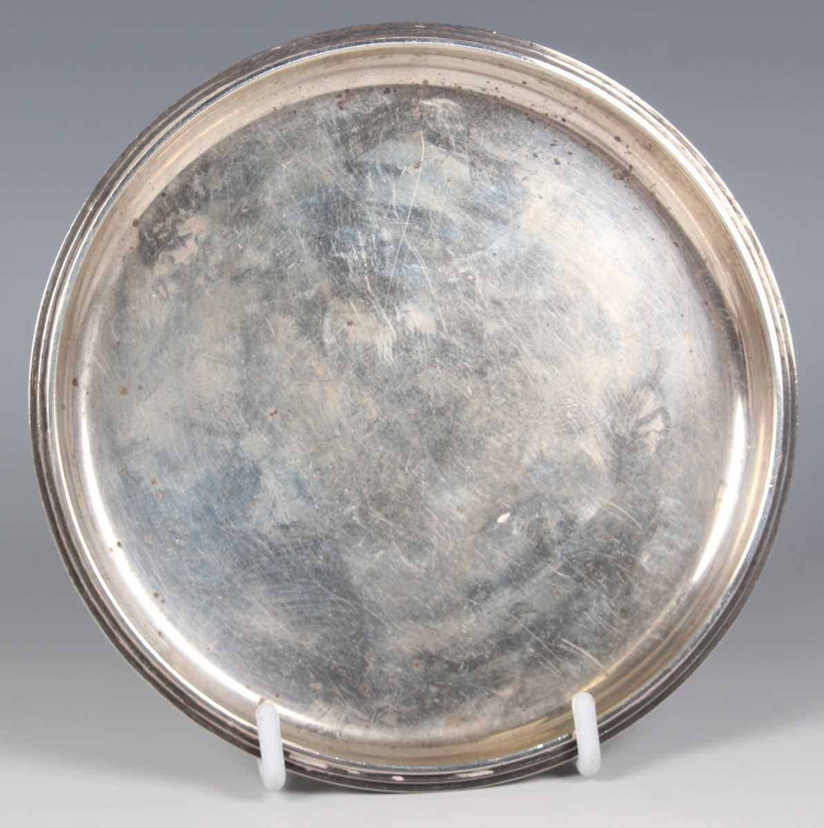 A Danish sterling circular card salver with reeded rim, by Evald Nielsen, circa 1937, assay master - Image 2 of 11
