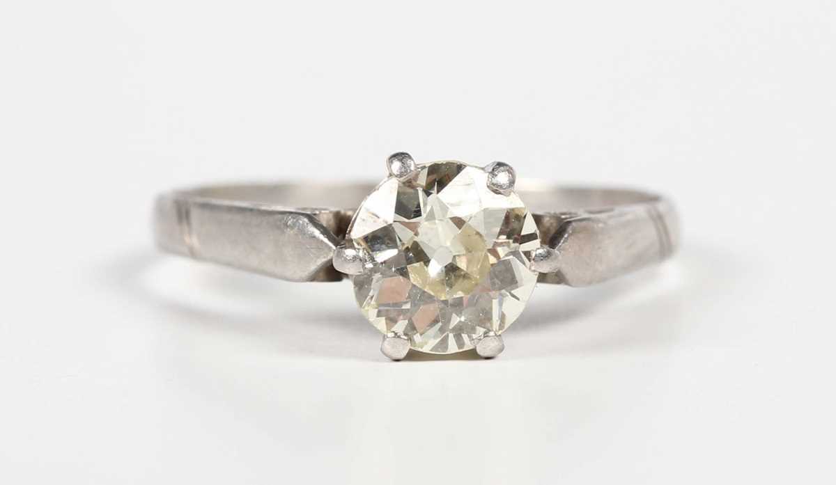 A diamond single stone ring, claw set with an old cut diamond, unmarked, weight 2.9g, diamond weight - Image 2 of 5