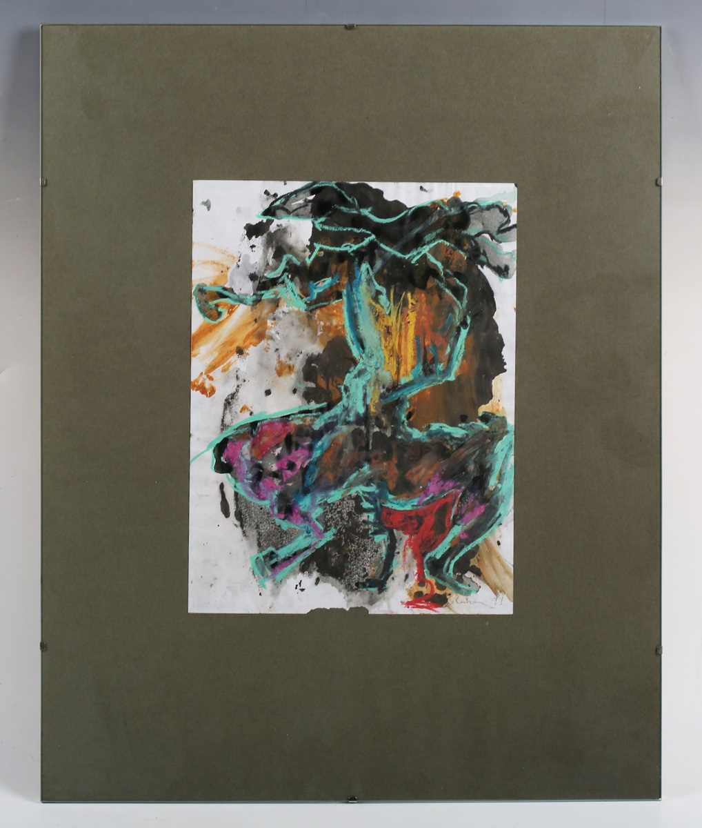 Shelly Goldsmith – ‘She Wolf’, ink with pastel on card, signed and dated 1987 recto, titled label - Image 8 of 13