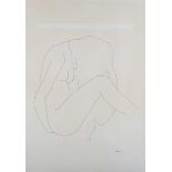 Allan Chidgery – Female Nude Study, 20th century pen with ink, signed and dated ’71, 68cm x 48cm,
