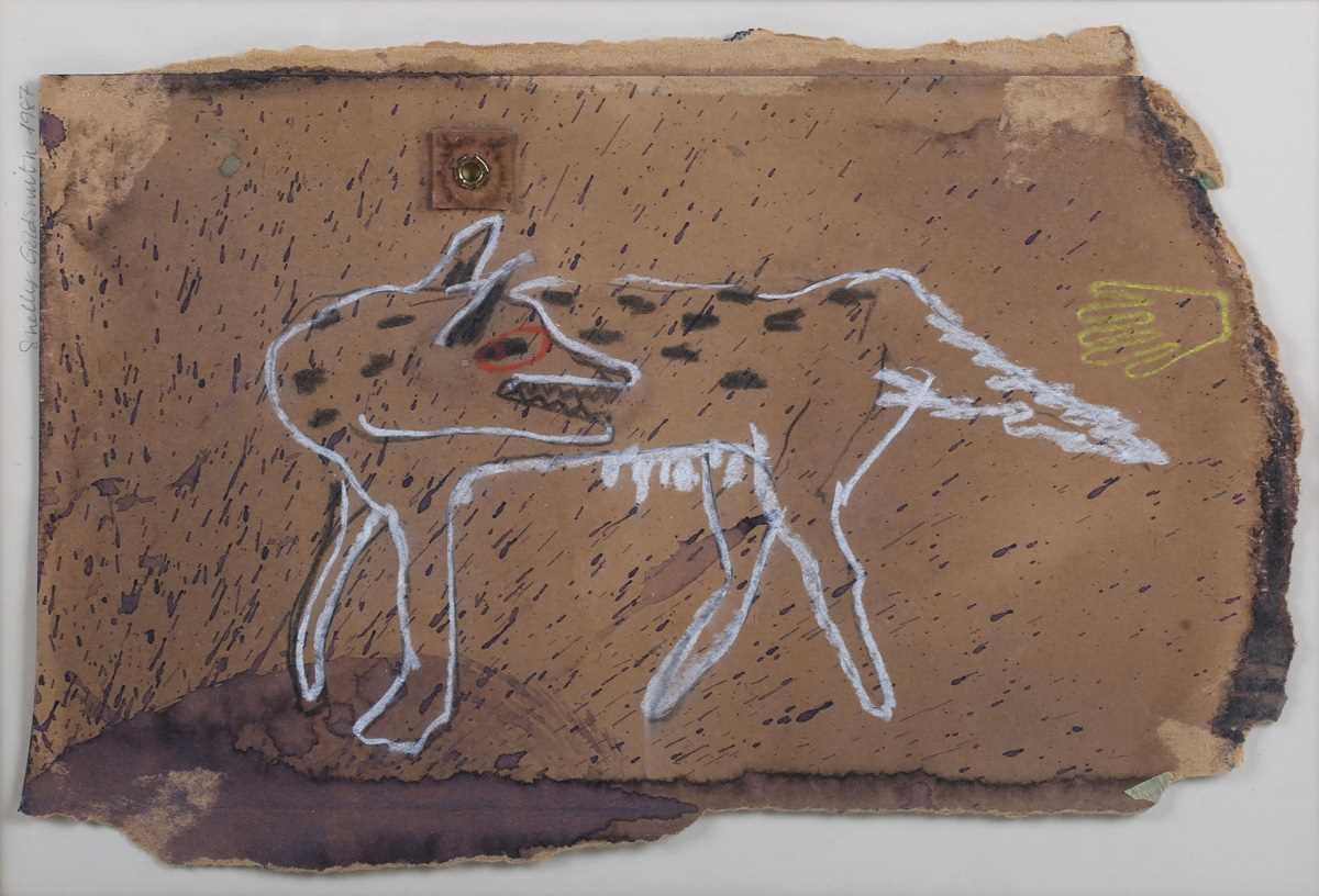 Shelly Goldsmith – ‘She Wolf’, ink with pastel on card, signed and dated 1987 recto, titled label