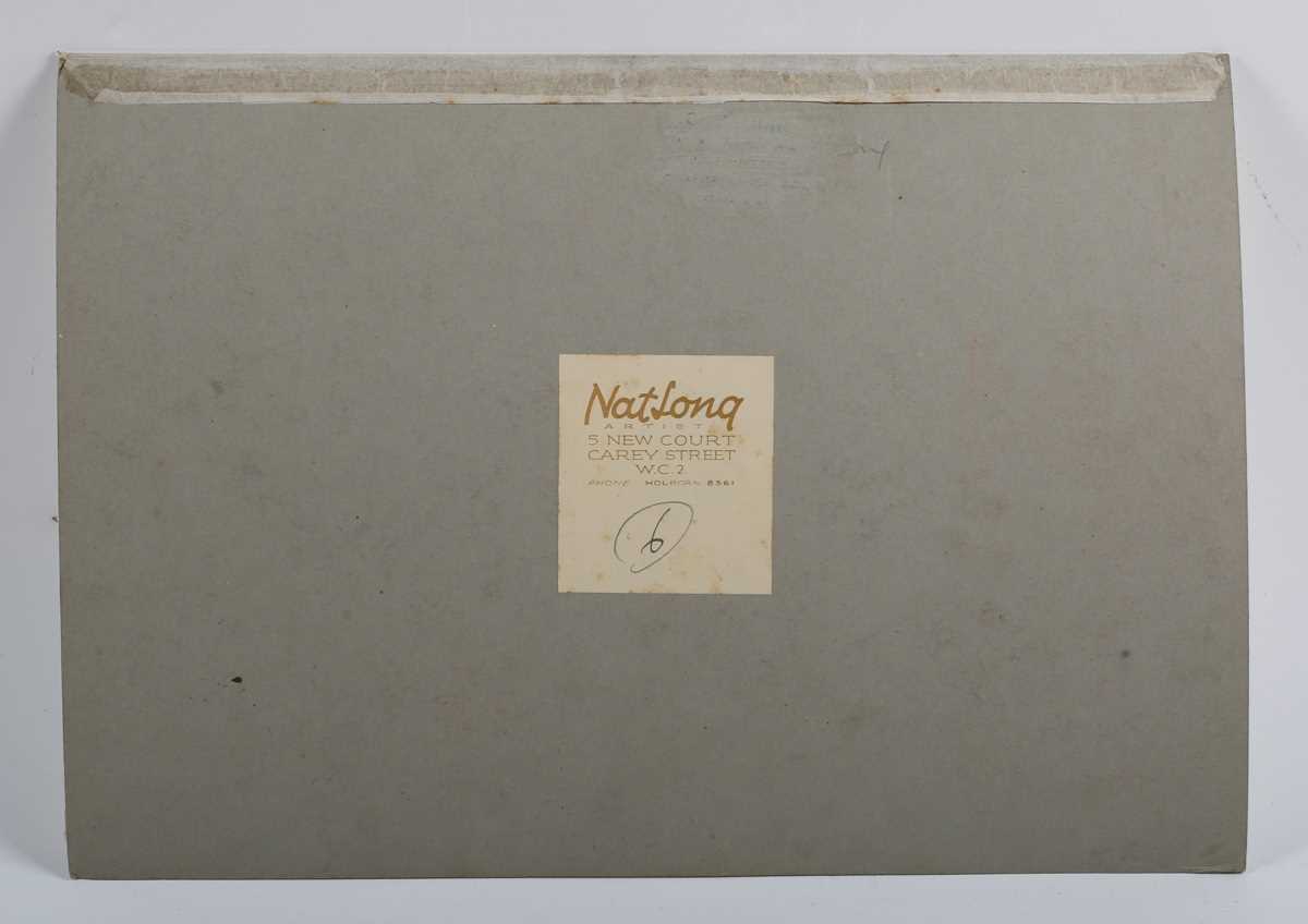 Nat Long [Nathaniel John Long] – Figures Ice Skating, mid-20th century gouache on card, signed, 26. - Image 4 of 11
