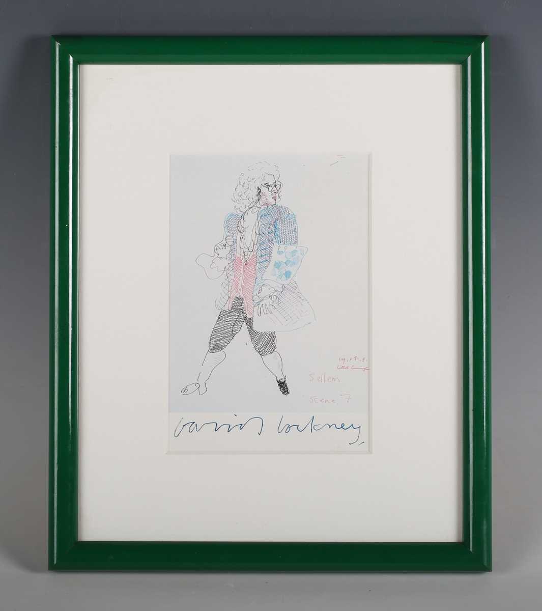 David Hockney – ‘The Rakes Progress’, 20th century offset lithographic postcard, signed in ink - Image 2 of 4