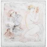 Inge Clayton – ‘The Poet and the Actress’, 20th century mixed method etching, signed, dated ’92,