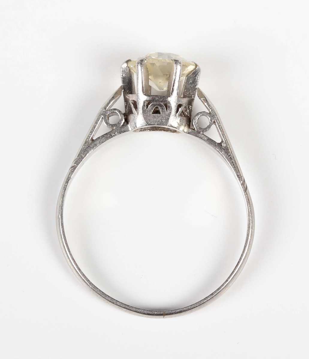 A diamond single stone ring, claw set with an old cut diamond, unmarked, weight 2.9g, diamond weight - Image 4 of 5