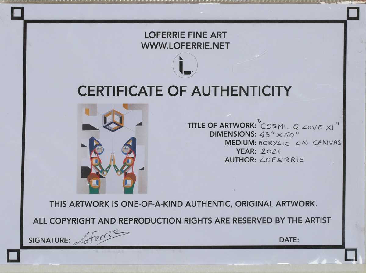 Laferrie – ‘Cosmi Q Love x1’, 20th century acrylic on canvas, signed, titled and dated 2021 verso, - Image 7 of 7