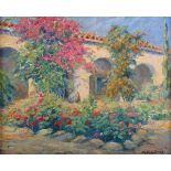 Sarah Noble Ives – Hacienda Garden, early/mid-20th century oil on canvas, signed, 32cmx 40cm, within
