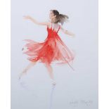 Lesley Fotherby – ‘Red Dancer’, 20th century watercolour, signed recto, titled Chris Beetles gallery