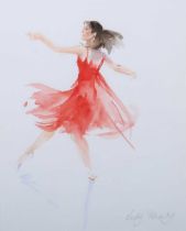 Lesley Fotherby – ‘Red Dancer’, 20th century watercolour, signed recto, titled Chris Beetles gallery