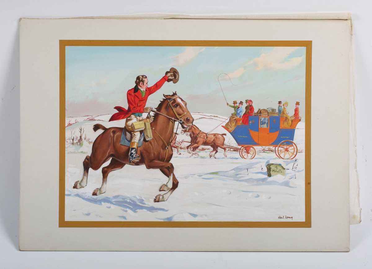 Nat Long [Nathaniel John Long] – Figures Ice Skating, mid-20th century gouache on card, signed, 26. - Image 7 of 11