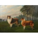 F. Oughton, British School – Two Rough Collie Dogs within a Landscape, early 20th century oil on